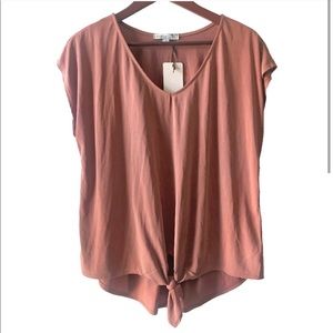 Green Envelope Rusty Red Shirt w/ Front Tie